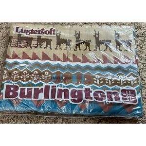 Vintage Burlington LusterSoft Aztec Print Flat Sheet new